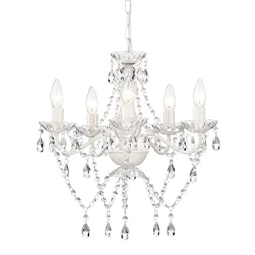 Antique House White Chandelier - Crystal 5 Light Elegance for Girls' Rooms