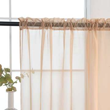 SpaceDresser Sheer Voile Window Treatment Rod Pocket Curtain Panels for Kitchen Bedroom Living Room Drapes Sunlight Filtering Privacy Semi Home Decor Assorted