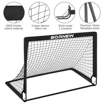 Kids Soccer Goal for Backyard Set - 2 Set of 6X4 / 4X3 ft Toddler Soccer Nets Training Equipment, Soccer Ball, Pop Up Portable Soccer Set for Kids and Youth Games and Training Goals Ages 3-16 Gift