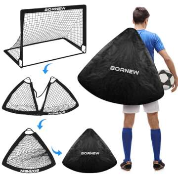 Kids Soccer Goal for Backyard Set - 2 Set of 6X4 / 4X3 ft Toddler Soccer Nets Training Equipment, Soccer Ball, Pop Up Portable Soccer Set for Kids and Youth Games and Training Goals Ages 3-16 Gift