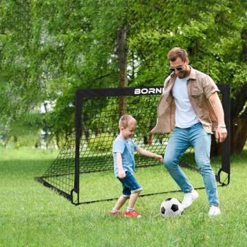 Kids Soccer Goal for Backyard Set - 2 Set of 6X4 / 4X3 ft Toddler Soccer Nets Training Equipment, Soccer Ball, Pop Up Portable Soccer Set for Kids and Youth Games and Training Goals Ages 3-16 Gift