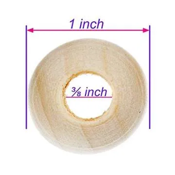 20 Pack Natural Wooden Round Beads for DIY Crafts