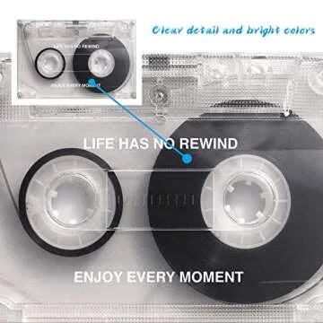 Canvas Wall Art Life Has No Rewind Motivational Quote Posters Black White Cassette Music Tape Painting Canvas Print Artwork for Living Room Bedroom Home Decorations Framed Ready to Hang-44"Wx28"H