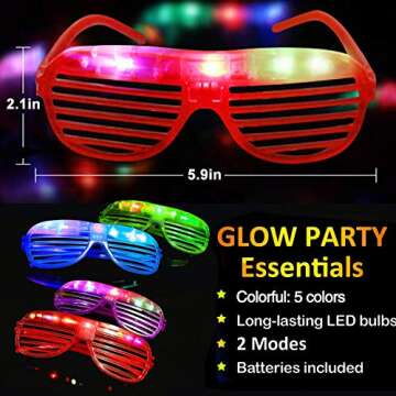 LED Glasses for Kids Adults Glow in The Dark Party Favor Supplies 20 Light up Glasses Toys for Holid...