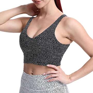 Aoxjox Caged Sports Bras for Women High Impact Fitness Running Multi-Cross Back Training Yoga Crop Tank Workout Tops (Black Dot Print, Small)