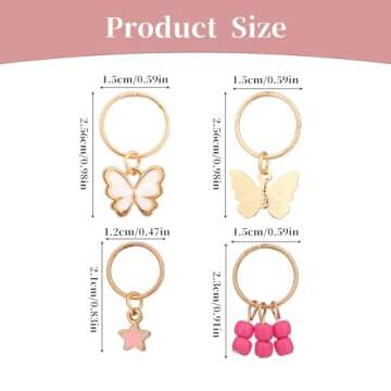 24 Pcs Butterfly Hair Jewelry for Braids Gold Hair Charms Braid Hair Rings Dreadlock Hair Accessorie...