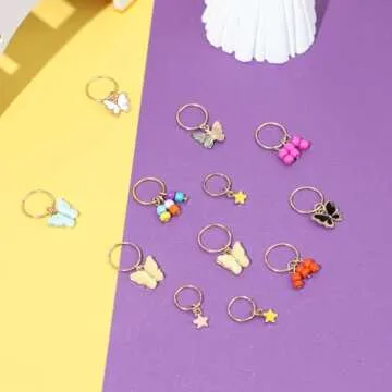 24 Pcs Butterfly Hair Jewelry for Braids Gold Hair Charms Braid Hair Rings Dreadlock Hair Accessories Butterflies Hair Cuffs Hair Clips for Women Girls