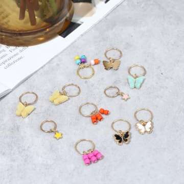 24 Pcs Butterfly Hair Jewelry for Braids Gold Hair Charms Braid Hair Rings Dreadlock Hair Accessories Butterflies Hair Cuffs Hair Clips for Women Girls