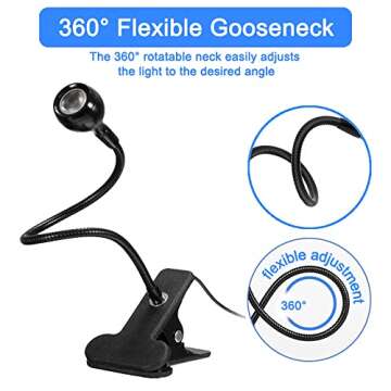Meitawilltion 3W UV LED Desk Light,Flexible Gooseneck and Clamp Mini Desk Light with Switch,Portable Glue Curing Lamp Light for Mobile Repair Black