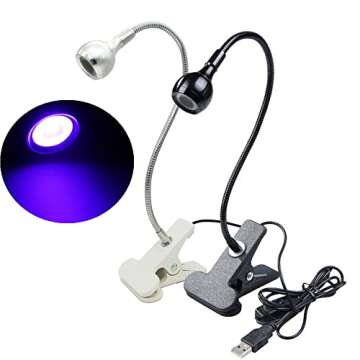Meitawilltion 3W UV LED Desk Light,Flexible Gooseneck and Clamp Mini Desk Light with Switch,Portable Glue Curing Lamp Light for Mobile Repair Black