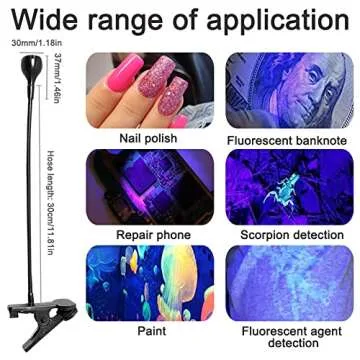 Meitawilltion 3W UV LED Desk Light,Flexible Gooseneck and Clamp Mini Desk Light with Switch,Portable Glue Curing Lamp Light for Mobile Repair Black