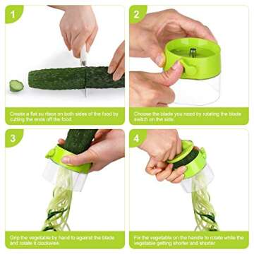 Spiralizer for Veggies, 4 in 1 Zoodles Spiralizer, Zucchini Noodle Maker, Zucchini Spiralizer for Veggies Noodles