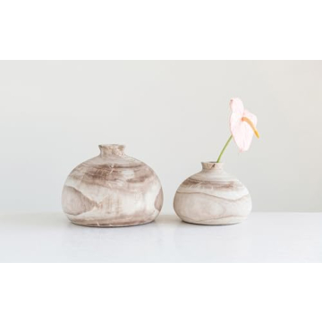 Creative Co-Op Small Paulownia Wood Vase Unique Accent