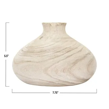 Creative Co-Op Small Paulownia Wood Vase Unique Accent