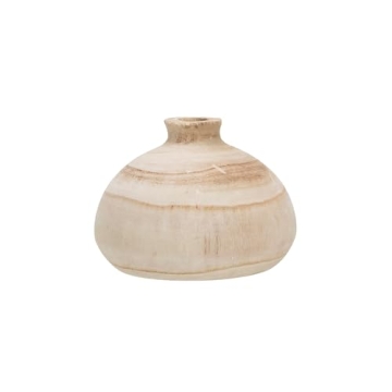 Creative Co-Op Small Paulownia Wood Vase Unique Accent