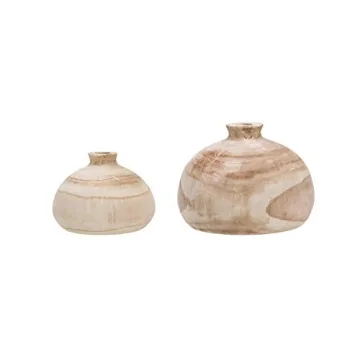 Creative Co-Op Small Paulownia Wood Vase Unique Accent
