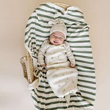 MakeMake Organics GOTS Certified Organic Cotton Kimono Knotted Blanket Tie Swaddle Hat Set Mittens B...