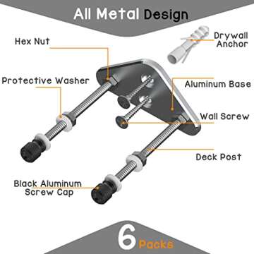 Durable Skateboard Wall Mount - 6 Pack Aluminum Hanger