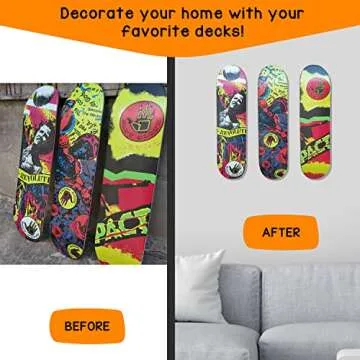 Durable Skateboard Wall Mount - 6 Pack Aluminum Hanger