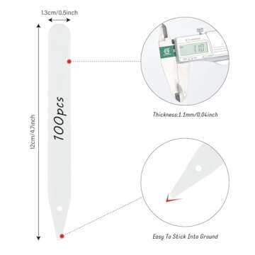 KINGLAKE 100 Pcs 4.7 Inch Thick Plastic Plant Garden Labels Nursery Garden Labels Stake Tags Plant Name Tags Waterproof Plant Tags Plant Identification Stakes Tags for Seedling,Vegetable White