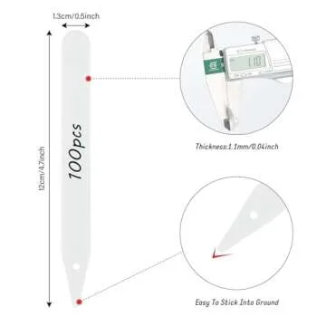 KINGLAKE 100 Pcs 4.7 Inch Thick Plastic Plant Garden Labels Nursery Garden Labels Stake Tags Plant Name Tags Waterproof Plant Tags Plant Identification Stakes Tags for Seedling,Vegetable White