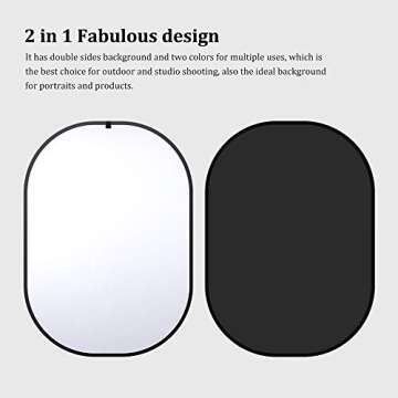 Chromakey Backdrop, Heorryn 4 in 1 Pop Up Collapsible White Black Screen with Carry Bag, 5x6.5ft Double-Sided White Screen and Black Screen for Tiktok Photography, Gaming and Live Streaming