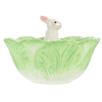 Ceramic Bunny Cabbage Bowl Fruit Salad Bowl Easter Rabbit Food Snack Serving Bowl Tableware Easter B...