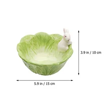 Ceramic Bunny Cabbage Bowl Fruit Salad Bowl Easter Rabbit Food Snack Serving Bowl Tableware Easter Bunny Home Decoration