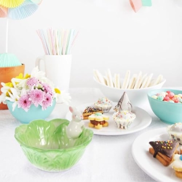 Ceramic Bunny Cabbage Bowl Fruit Salad Bowl Easter Rabbit Food Snack Serving Bowl Tableware Easter Bunny Home Decoration