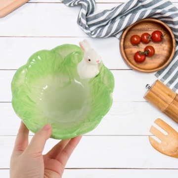 Ceramic Bunny Cabbage Bowl Fruit Salad Bowl Easter Rabbit Food Snack Serving Bowl Tableware Easter Bunny Home Decoration