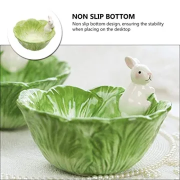 Ceramic Bunny Cabbage Bowl Fruit Salad Bowl Easter Rabbit Food Snack Serving Bowl Tableware Easter Bunny Home Decoration