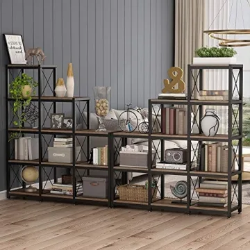 Tribesigns 12 Shelves Bookshelf - Rustic Style Storage Organizer
