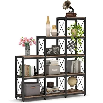 Tribesigns 12 Shelves Bookshelf - Rustic Style Storage Organizer