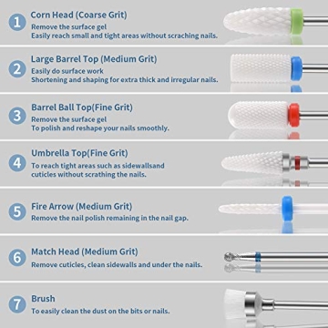 Bulex Professional Ceramic Nail Drill Bit Set 3/32