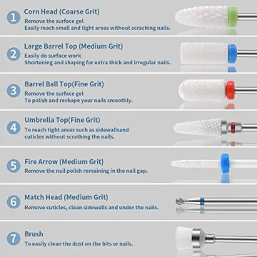 Bulex Professional Ceramic Nail Drill Bit Set 3/32
