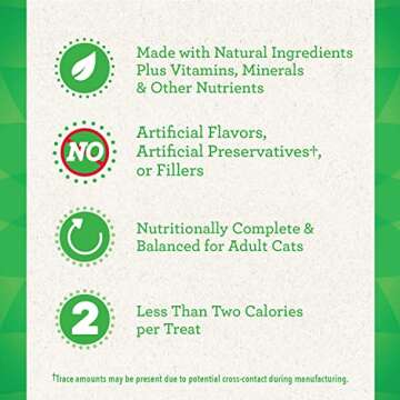 Greenies Feline Smartbites Skin & Fur Health Crunchy and Soft Natural Cat Treats, Salmon Flavor, 16 oz. Tub