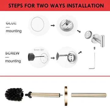 TINYROW Toilet Brush with Holder for Bathroom Toilet Bowl Brush Holder Toilet Bowl Cleaner Brush Wall Mounted Toilet Brush Brushed Gold