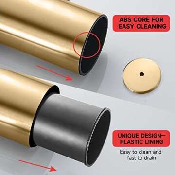 TINYROW Toilet Brush with Holder for Bathroom Toilet Bowl Brush Holder Toilet Bowl Cleaner Brush Wall Mounted Toilet Brush Brushed Gold