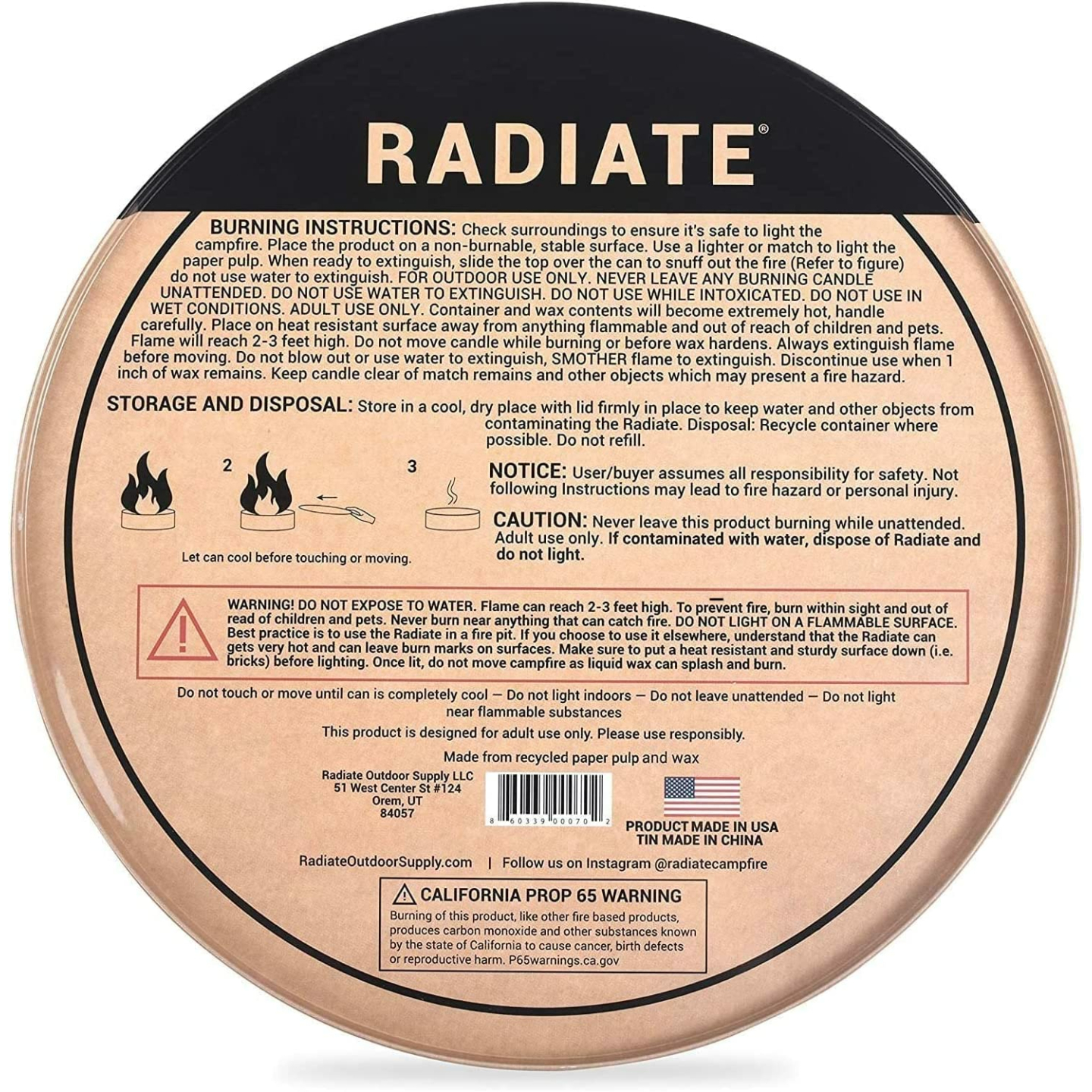 Radiate XL Portable Campfire - 3-5 Hour Burn Time