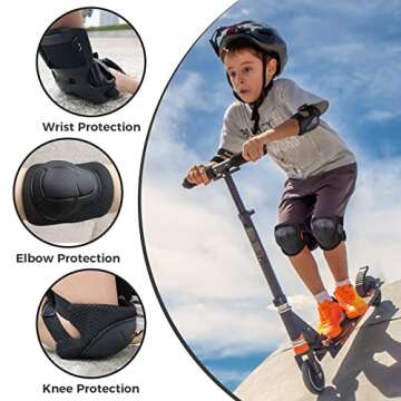 BOSONER Roller and Skating Pads for Kids: Knee Pads and Elbow Pads for Kids/Youth 3-15 - Girls/Boys Protection Gear