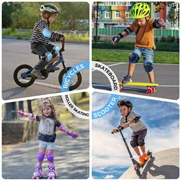 BOSONER Roller and Skating Pads for Kids: Knee Pads and Elbow Pads for Kids/Youth 3-15 - Girls/Boys Protection Gear