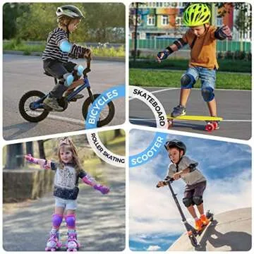BOSONER Roller and Skating Pads for Kids: Knee Pads and Elbow Pads for Kids/Youth 3-15 - Girls/Boys Protection Gear