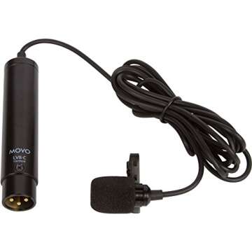 Movo LV8-C Broadcast-Quality XLR Lavalier Cardioid Condenser Wired Microphone with 12mm Mic Capsule for Accurate Voice Recording - Kit Includes Lapel Clip, Case and Windscreen
