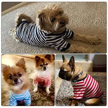 Geyoga 6 Pieces Dog Striped T-Shirts for Medium Dogs