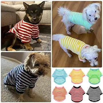 Geyoga 6 Pieces Dog Striped T-Shirts for Medium Dogs