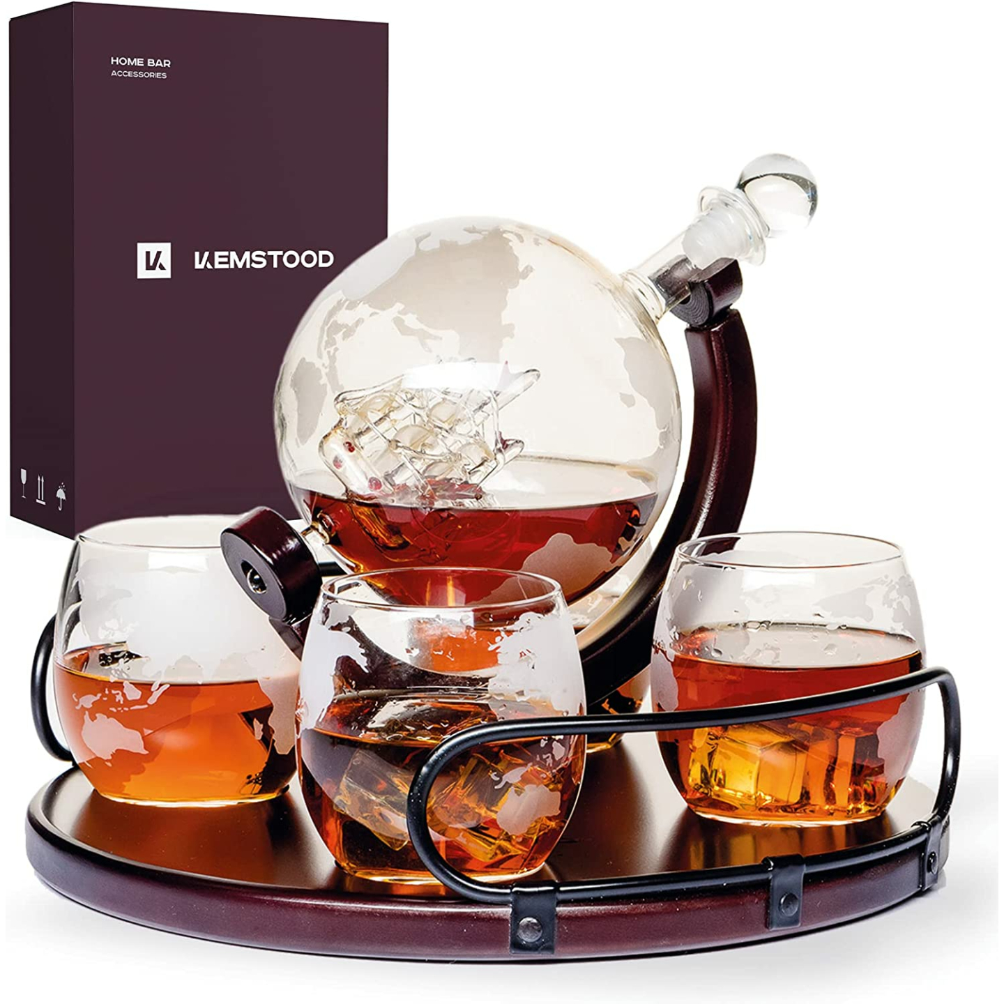 Elegant Whiskey Decanter Set with Globe Design