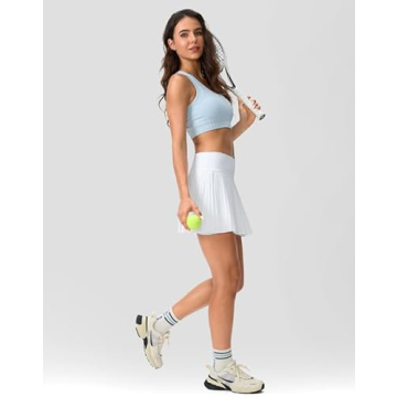 SANTINY Women's Pleated Tennis Skirt with Pockets