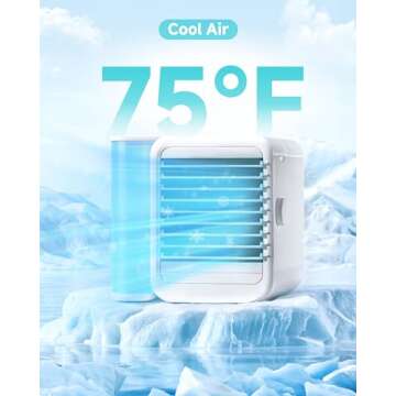 Portable Air Conditioner Cooling Fan: Evaporative Mini Air Cooler with 7 Colors - USB Personal Air C...