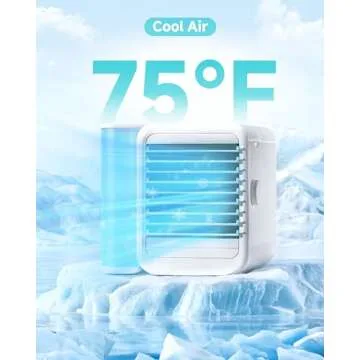 Portable Air Conditioner Cooling Fan: Evaporative Mini Air Cooler with 7 Colors - USB Personal Air C...
