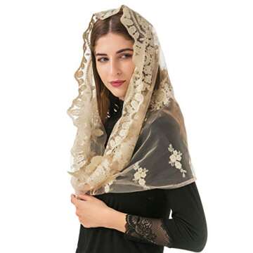 PAMOR Gold Embroidered Vintage Inspired Infinity Veil